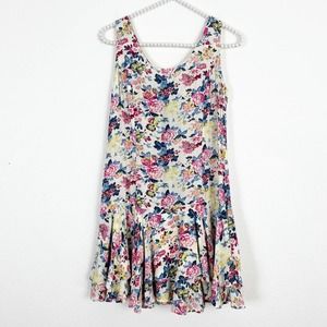 Free People Floral Mini Dress White Sleeveless Size 8